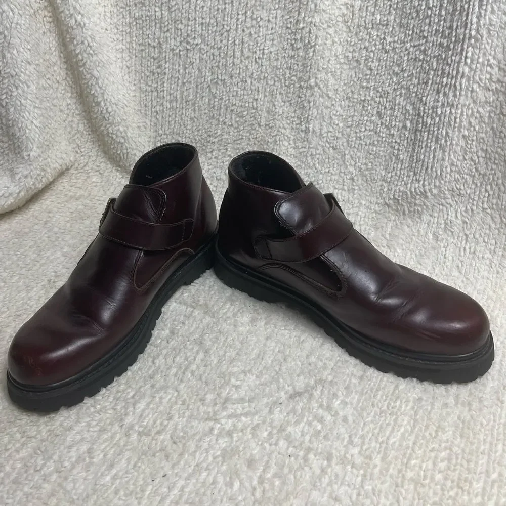 Skechers Men's Dark Burgundy Leather ankle Boots SZ11